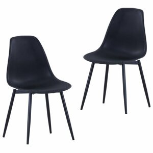 Jídelní židle 2 ks plast / kov Dekorhome Černá,Jídelní židle 2 ks plast / kov Dekorhome Černá