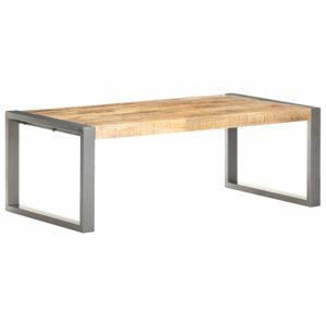 Konferenční stolek masivní dřevo / kov Dekorhome Šedá,Konferenční stolek masivní dřevo / kov Dekorhome Šedá