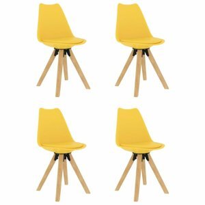 Jídelní židle 4 ks plast / umělá kůže / buk Dekorhome Žlutá,Jídelní židle 4 ks plast / umělá kůže / buk Dekorhome Žlutá