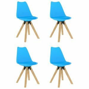 Jídelní židle 4 ks plast / umělá kůže / buk Dekorhome Světle modrá,Jídelní židle 4 ks plast / umělá kůže / buk Dekorhome Světle modrá