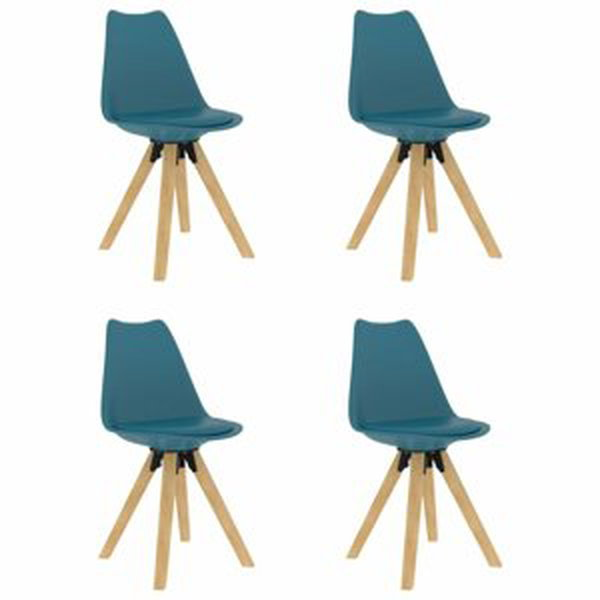 Jídelní židle 4 ks plast / umělá kůže / buk Dekorhome Modrá,Jídelní židle 4 ks plast / umělá kůže / buk Dekorhome Modrá
