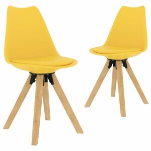 Jídelní židle 2 ks plast / umělá kůže / buk Dekorhome Žlutá,Jídelní židle 2 ks plast / umělá kůže / buk Dekorhome Žlutá