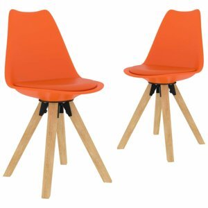Jídelní židle 2 ks plast / umělá kůže / buk Dekorhome Oranžová,Jídelní židle 2 ks plast / umělá kůže / buk Dekorhome Oranžová