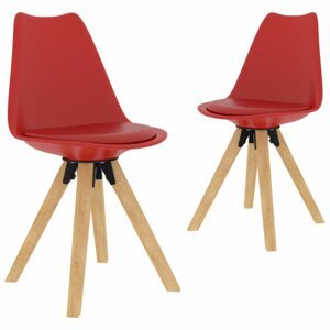 Jídelní židle 2 ks plast / umělá kůže / buk Dekorhome Červená,Jídelní židle 2 ks plast / umělá kůže / buk Dekorhome Červená