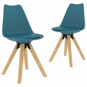 Jídelní židle 2 ks plast / umělá kůže / buk Dekorhome Modrá,Jídelní židle 2 ks plast / umělá kůže / buk Dekorhome Modrá