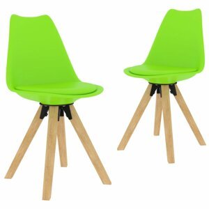 Jídelní židle 2 ks plast / umělá kůže / buk Dekorhome Zelená,Jídelní židle 2 ks plast / umělá kůže / buk Dekorhome Zelená