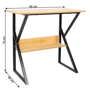 Pracovní stůl s policí TARCAL buk / černá 80x40 cm,Pracovní stůl s policí TARCAL buk / černá 80x40 cm