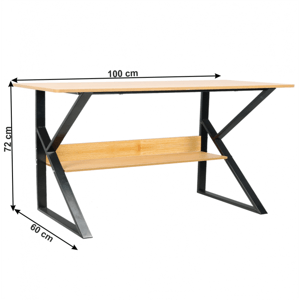 Pracovní stůl s policí TARCAL buk / černá 100x60 cm,Pracovní stůl s policí TARCAL buk / černá 100x60 cm