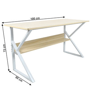 Pracovní stůl s policí TARCAL dub / bílá 100x60 cm,Pracovní stůl s policí TARCAL dub / bílá 100x60 cm