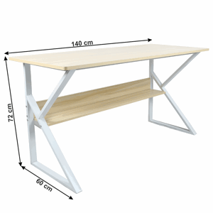 Pracovní stůl s policí TARCAL dub / bílá 140x60 cm,Pracovní stůl s policí TARCAL dub / bílá 140x60 cm
