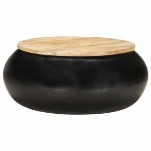 Konferenční stolek masivní dřevo / kov Dekorhome Černá,Konferenční stolek masivní dřevo / kov Dekorhome Černá
