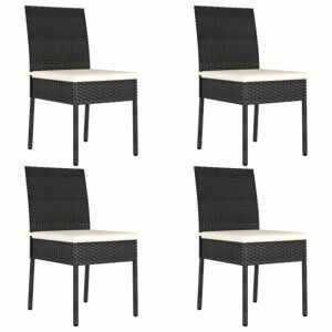 Zahradní židle 4 ks polyratan / látka Dekorhome Černá,Zahradní židle 4 ks polyratan / látka Dekorhome Černá