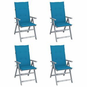 Zahradní polohovací židle s poduškami 4 ks Dekorhome Modrá,Zahradní polohovací židle s poduškami 4 ks Dekorhome Modrá