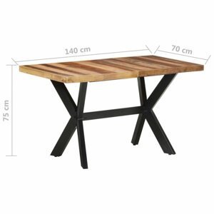 Jídelní stůl masivní dřevo / ocel Dekorhome 140x70x75 cm,Jídelní stůl masivní dřevo / ocel Dekorhome 140x70x75 cm