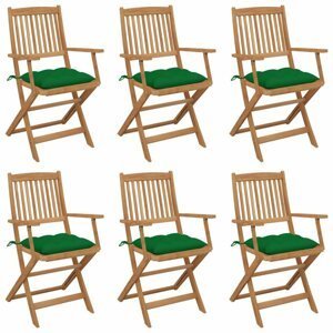 Skládací zahradní židle s poduškami 6 ks Dekorhome Zelená,Skládací zahradní židle s poduškami 6 ks Dekorhome Zelená