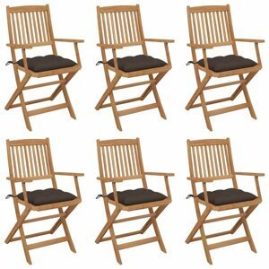 Skládací zahradní židle s poduškami 6 ks Dekorhome Šedohnědá taupe,Skládací zahradní židle s poduškami 6 ks Dekorhome Šedohnědá taupe