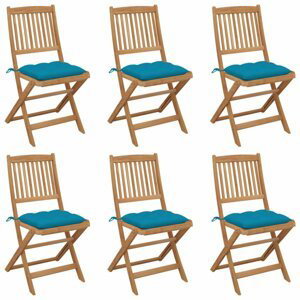 Skládací zahradní židle s poduškami 6 ks Dekorhome Modrá,Skládací zahradní židle s poduškami 6 ks Dekorhome Modrá