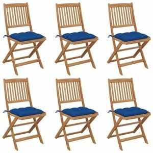 Skládací zahradní židle s poduškami 6 ks Dekorhome Tmavě modrá,Skládací zahradní židle s poduškami 6 ks Dekorhome Tmavě modrá