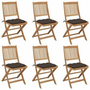Skládací zahradní židle s poduškami 6 ks Dekorhome Šedohnědá taupe,Skládací zahradní židle s poduškami 6 ks Dekorhome Šedohnědá taupe
