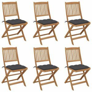 Skládací zahradní židle s poduškami 6 ks Dekorhome Antracit,Skládací zahradní židle s poduškami 6 ks Dekorhome Antracit