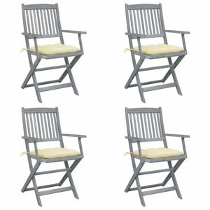 Skládací zahradní židle s poduškami 4 ks akácie Dekorhome Krémová,Skládací zahradní židle s poduškami 4 ks akácie Dekorhome Krémová