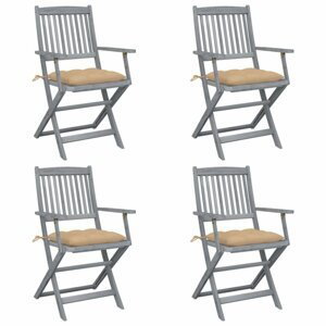 Skládací zahradní židle s poduškami 4 ks akácie Dekorhome Béžová,Skládací zahradní židle s poduškami 4 ks akácie Dekorhome Béžová