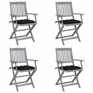 Skládací zahradní židle s poduškami 4 ks akácie Dekorhome Černá,Skládací zahradní židle s poduškami 4 ks akácie Dekorhome Černá