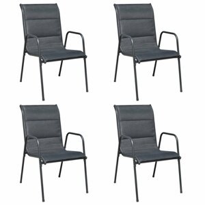 Stohovatelné zahradní židle 4 ks ocel / textilen Dekorhome Černá,Stohovatelné zahradní židle 4 ks ocel / textilen Dekorhome Černá