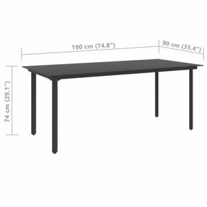 Zahradní jídelní stůl černá / sklo Dekorhome 190x90x74 cm,Zahradní jídelní stůl černá / sklo Dekorhome 190x90x74 cm