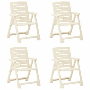 Skládací zahradní židle 4 ks plast Dekorhome Bílá,Skládací zahradní židle 4 ks plast Dekorhome Bílá