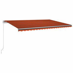 Ručně zatahovací markýza s LED světlem 500x300 cm Dekorhome Hnědá / oranžová,Ručně zatahovací markýza s LED světlem 500x300 cm Dekorhome Hnědá / oranž