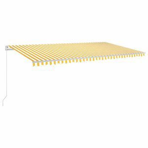 Ručně zatahovací markýza s LED světlem 600x300 cm Dekorhome Bílá / žlutá,Ručně zatahovací markýza s LED světlem 600x300 cm Dekorhome Bílá / žlutá