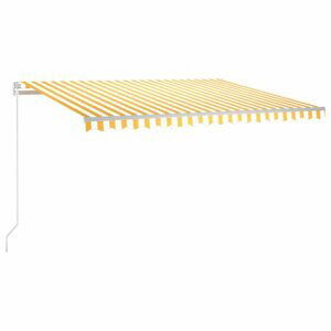 Ručně zatahovací markýza s LED světlem 400x350 cm Dekorhome Bílá / žlutá,Ručně zatahovací markýza s LED světlem 400x350 cm Dekorhome Bílá / žlutá