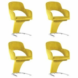 Jídelní židle 4 ks samet / chrom Dekorhome Žlutá,Jídelní židle 4 ks samet / chrom Dekorhome Žlutá
