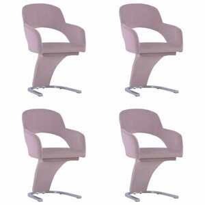 Jídelní židle 4 ks samet / chrom Dekorhome Světle růžová,Jídelní židle 4 ks samet / chrom Dekorhome Světle růžová