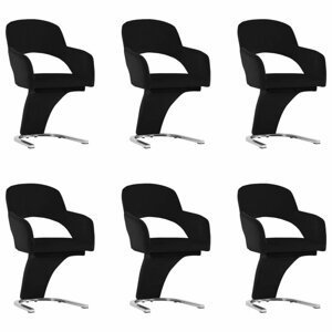 Jídelní židle 6 ks samet / chrom Dekorhome Černá,Jídelní židle 6 ks samet / chrom Dekorhome Černá