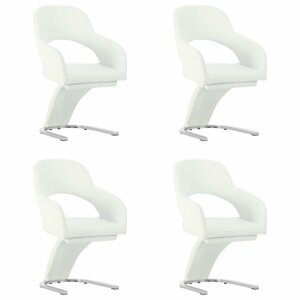 Jídelní židle 4 ks umělá kůže / chrom Dekorhome Bílá,Jídelní židle 4 ks umělá kůže / chrom Dekorhome Bílá