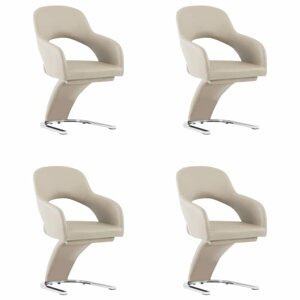 Jídelní židle 4 ks umělá kůže / chrom Dekorhome Cappuccino,Jídelní židle 4 ks umělá kůže / chrom Dekorhome Cappuccino