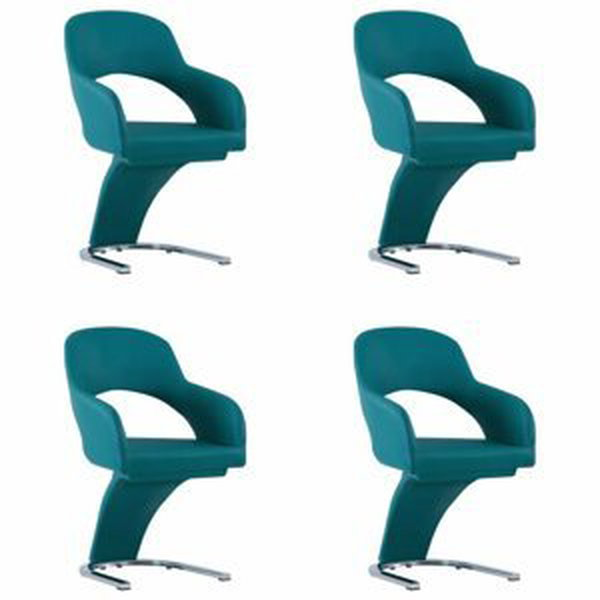 Jídelní židle 4 ks umělá kůže / chrom Dekorhome Modrá,Jídelní židle 4 ks umělá kůže / chrom Dekorhome Modrá