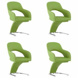 Jídelní židle 4 ks umělá kůže / chrom Dekorhome Zelená,Jídelní židle 4 ks umělá kůže / chrom Dekorhome Zelená