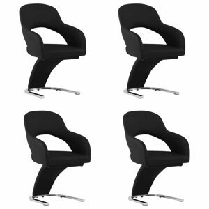 Jídelní židle 4 ks umělá kůže / chrom Dekorhome Černá,Jídelní židle 4 ks umělá kůže / chrom Dekorhome Černá