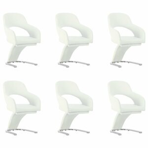 Jídelní židle 6 ks umělá kůže / chrom Dekorhome Bílá,Jídelní židle 6 ks umělá kůže / chrom Dekorhome Bílá