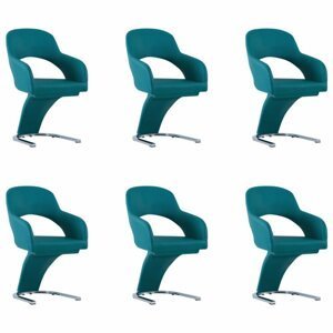 Jídelní židle 6 ks umělá kůže / chrom Dekorhome Modrá,Jídelní židle 6 ks umělá kůže / chrom Dekorhome Modrá