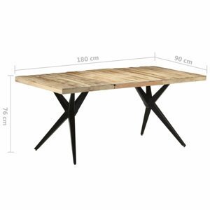 Jídelní stůl masivní dřevo / ocel Dekorhome 180x90x76 cm,Jídelní stůl masivní dřevo / ocel Dekorhome 180x90x76 cm