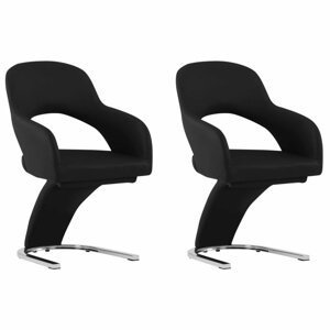 Jídelní židle 2 ks umělá kůže / chrom Dekorhome Černá,Jídelní židle 2 ks umělá kůže / chrom Dekorhome Černá
