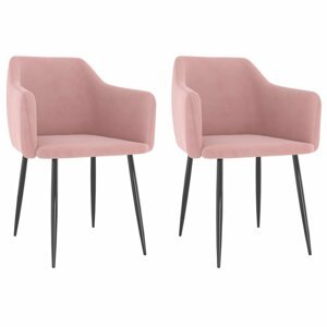 Jídelní židle 2 ks samet / kov Dekorhome Růžová,Jídelní židle 2 ks samet / kov Dekorhome Růžová