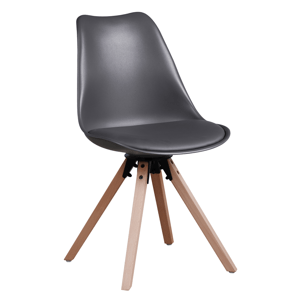 Jídelní židle ETOSA ekokůže / plast / dřevo Tmavě šedá,Jídelní židle ETOSA ekokůže / plast / dřevo Tmavě šedá