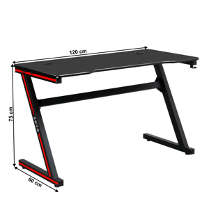 Herní stůl MACKENZIE černá / červená 120 cm,Herní stůl MACKENZIE černá / červená 120 cm