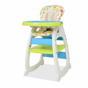 Dětská jídelní židlička 3v1 se stolkem Dekorhome Modrá / zelená,Dětská jídelní židlička 3v1 se stolkem Dekorhome Modrá / zelená