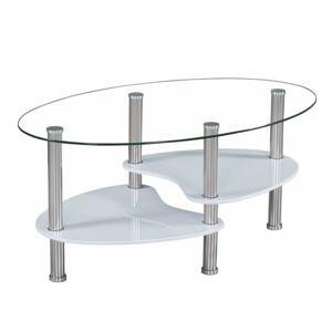 Konferenční stolek, ocel/sklo/bílá extra vysoký lesk HG, AXEL NEW 0000143858 Tempo Kondela